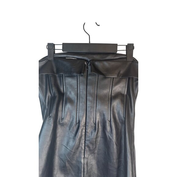 2/$30 Sky To Moon Large Black Faux Leather Mini Strapless Dress - Picture 8 of 13